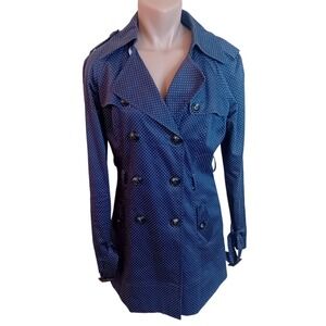 Vintage Y2K Guess Polka Dot‎ Trench Coat Double Breasted Jacket Casual Twee M